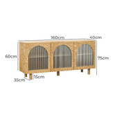 Continental Designs Jaydon 3 Door Fluted Glass Arch Sideboard