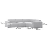 Continental Designs Tilly 4 Seater Upholstered Modular Sofa with Ottoman
