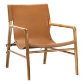 Continental Designs Norah Sling Leather &amp; Teak Armchair