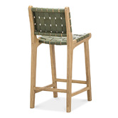 Continental Designs 66cm Cassie Cowhide Leather &amp; Teak Wood Counter Stool