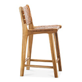 Continental Designs 66cm Cassie Cowhide Leather &amp; Teak Wood Counter Stool