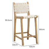 Continental Designs 66cm Cassie Cowhide Leather &amp; Teak Wood Counter Stool