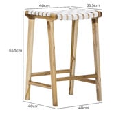 Continental Designs 66cm Cassie Leather &amp; Teak Counter Stool