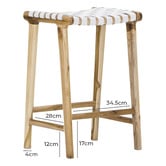 Continental Designs 66cm Cassie Leather &amp; Teak Counter Stool