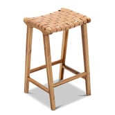 Continental Designs 66cm Cassie Leather &amp; Teak Counter Stool