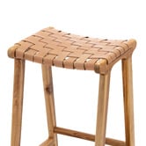 Continental Designs 66cm Cassie Leather &amp; Teak Counter Stool
