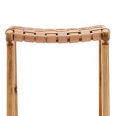 Continental Designs 66cm Cassie Leather &amp; Teak Counter Stool