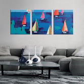 Our Artists' Collection Adrian's Regatta Triptych Wall Art