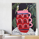 Our Artists' Collection Bush Budgies &amp; Monstera Printed Wall