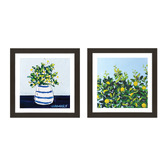 Our Artists' Collection 2 Piece Navy Country Lemons Framed Paper Print Wall Art Set