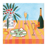 Our Artists' Collection Bubbles &amp; Oysters on Pink &amp; Yellow Canvas Wall Art