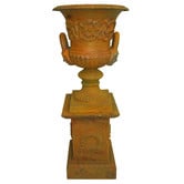 Cast Iron Outdoor Small Dorchester Urn and Base