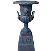 Cast Iron Outdoor Milano Cast Iron Urn &amp; Base Set
