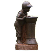 Cast Iron Outdoor Boy At Water Fountain with LED
