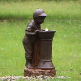 Cast Iron Outdoor Boy At Water Fountain with LED