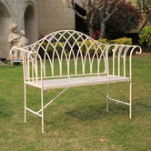 Cast Iron Outdoor White Lavinia Iron Outdoor Bench