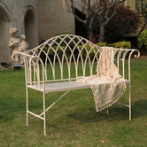 Cast Iron Outdoor White Lavinia Iron Outdoor Bench
