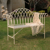 Cast Iron Outdoor White Lavinia Iron Outdoor Bench