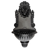 Cast Iron Outdoor Black Lion Cast Iron Wall Fountain Set