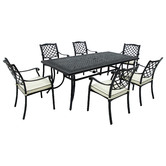 Cast Iron Outdoor 7 Piece Thera Cast Aluminium Outdoor Dining Table &amp; Chair Set