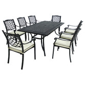 Cast Iron Outdoor 9 Piece Thera Cast Aluminium Outdoor Dining Table &amp; Chair Set