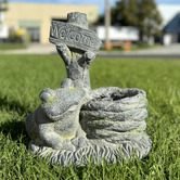 Cast Iron Outdoor Finch Frog Planter