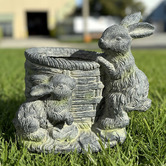 Cast Iron Outdoor Finch Rabbit Planter