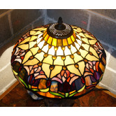 Tiffany Emporium Picaso Brass &amp; Glass Tiffany Table Lamp