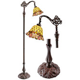 Tiffany Emporium Rose Bridge Arm Tiffany Floor Lamp