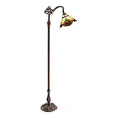 Tiffany Emporium Beige Jewel Carousel Bridge Arm Tiffany Floor Lamp
