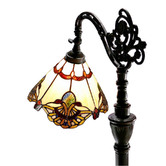 Tiffany Emporium Beige Jewel Carousel Bridge Arm Tiffany Floor Lamp