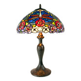 Tiffany Emporium 58cm Large Red Dragonfly Floral Tiffany Table Lamp