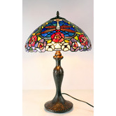 Tiffany Emporium 58cm Large Red Dragonfly Floral Tiffany Table Lamp