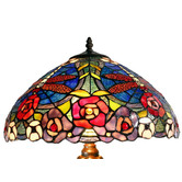 Tiffany Emporium 58cm Large Red Dragonfly Floral Tiffany Table Lamp
