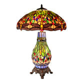 Tiffany Emporium Dragonfly Large Green Tiffany Table Lamp