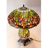 Tiffany Emporium Dragonfly Large Green Tiffany Table Lamp