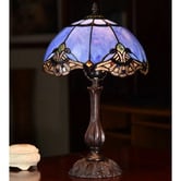 Tiffany Emporium Baroque Leadlight Blue Stained Glass Tiffany Desk Lamp