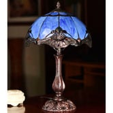 Tiffany Emporium Baroque Leadlight Blue Stained Glass Tiffany Desk Lamp