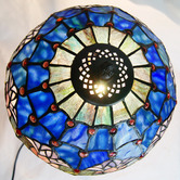 Tiffany Emporium 48cm Blue &amp; Red Tulip Tiffany-Style Bedside Lamp