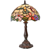 Tiffany Emporium 48cm Hummingbird Flower Tiffany-Style Bedside Lamp