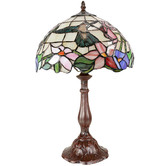 Tiffany Emporium 48cm Hummingbird Flower Tiffany-Style Bedside Lamp