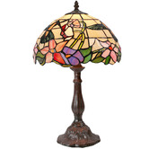 Tiffany Emporium 48cm Hummingbird Flower Tiffany-Style Bedside Lamp