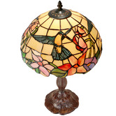 Tiffany Emporium 48cm Hummingbird Flower Tiffany-Style Bedside Lamp