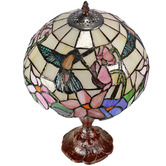 Tiffany Emporium 48cm Hummingbird Flower Tiffany-Style Bedside Lamp