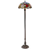 Tiffany Emporium Hummingbird Flower Stained Glass Tiffany Floor Lamp