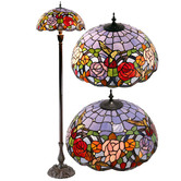 Tiffany Emporium Hummingbird Flower Stained Glass Tiffany Floor Lamp