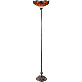 Tiffany Emporium Red Dragonfly Tiffany-Style Torchiere Floor Lamp