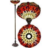Tiffany Emporium Red Dragonfly Tiffany-Style Torchiere Floor Lamp