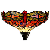 Tiffany Emporium Red Dragonfly Tiffany-Style Torchiere Floor Lamp