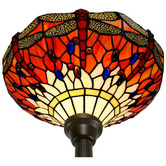 Tiffany Emporium Red Dragonfly Tiffany-Style Torchiere Floor Lamp